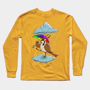 little sparrow under rain Long Sleeve T-Shirt